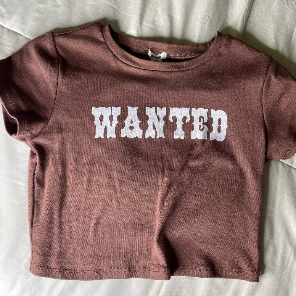 Garage crop top, size small in color brown